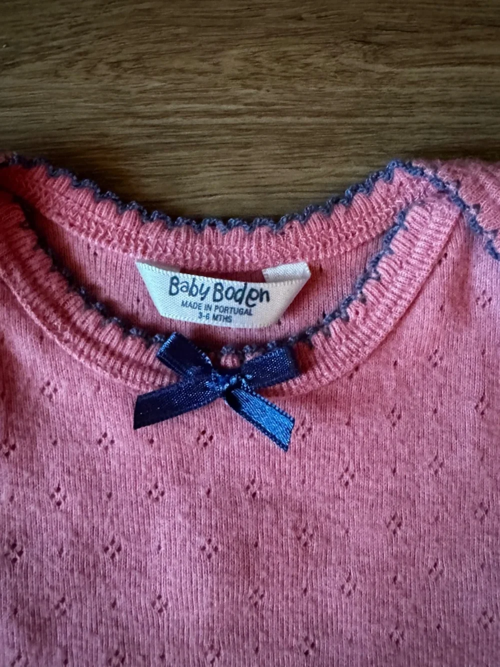 Baby Boden Pink Pointelle Pajama Set 3-6 Months 2 Piece Long Sleeve Cotton